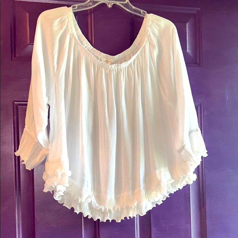 Muche et Muchette Boho Peasant Top OS White Off Shoulder Cottagecore Flowy